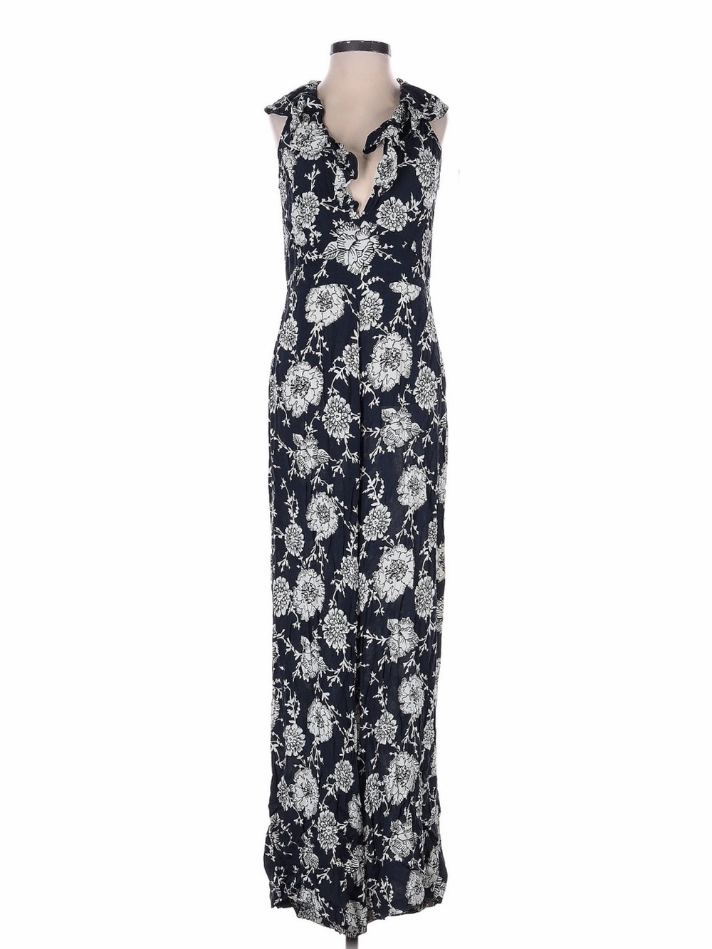 Cleobella Toledo Black and Cream Floral V-Neck Wide-Leg Jumpsuit XS - Picture 5 of 10